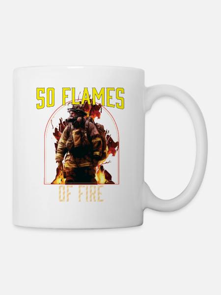 50 flammes de feu pompier pompier pompier - Mug blanc - blanc