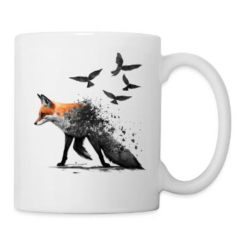 Fuchs Vogel Vögel Kunst Geschenk Tier Malerei Zoo - Tasse - Weiß - Rechts