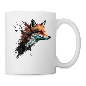 Fuchs Kunst Bunt Rotfuchs Geschenk Tier Tierisch - Tasse - Weiß - Rechts