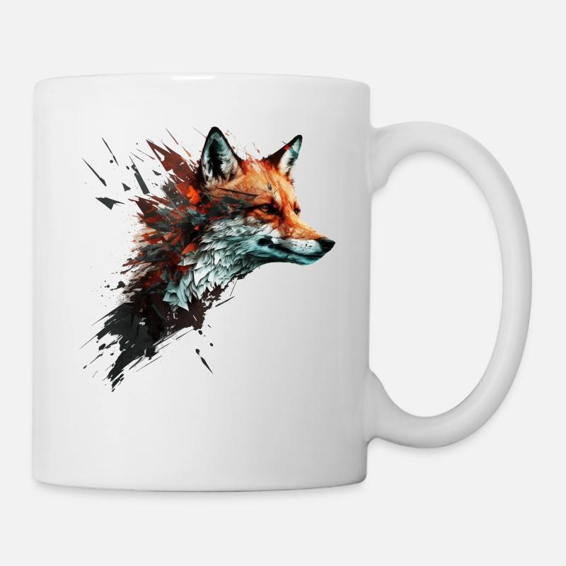 Fuchs Kunst Bunt Rotfuchs Geschenk Tier Tierisch - Tasse - Weiß