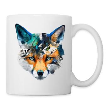 Fuchs Kunst Bunt Rotfuchs Geschenk Tier Tierisch - Tasse - Weiß - Rechts
