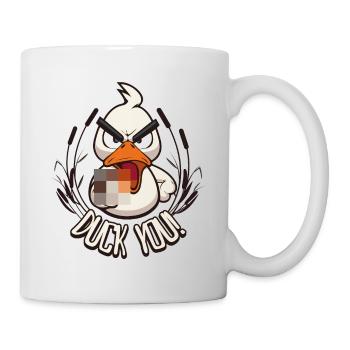Duck You! Funny duck with middle finger saying - Mug - white - Right