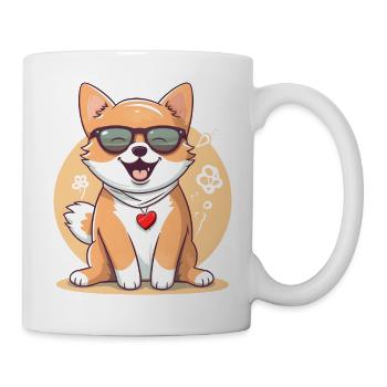 Shiba Inu with sunglasses and heart chain - Mug - white - Right