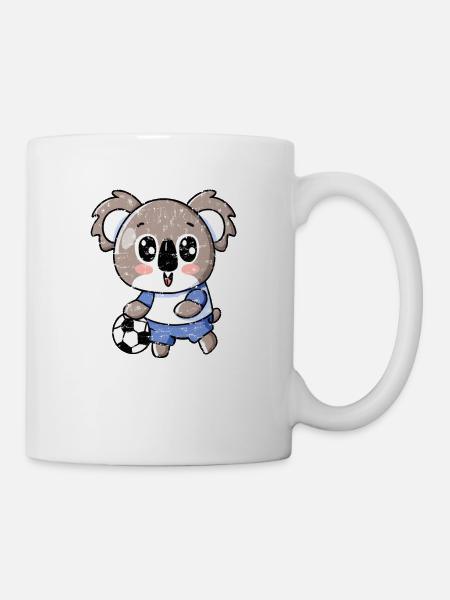 Süßer Kawaii Koala mit Handball und Fußball Design - Tasse - Weiß