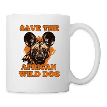 Rettet das afrikanische Wildhund-Porträt - Tasse - Weiß - Rechts