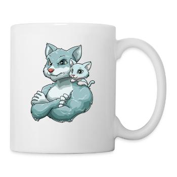 Starker Kater Vater mit seinem Kätzchen für - Tasse - Weiß - Rechts