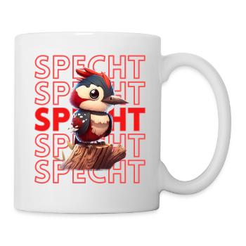 Niedlicher Specht Buntspecht Vogel Illustration - Tasse - Weiß - Rechts