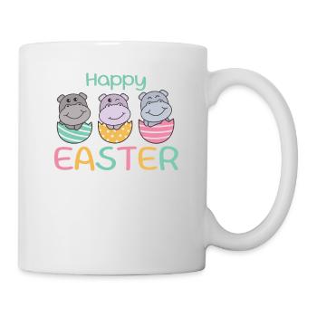 sweet hippos for Easter with Easter eggs hippo - Mug - white - Right