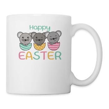 cute mice at Easter with Easter eggs mouse - Mug - white - Right