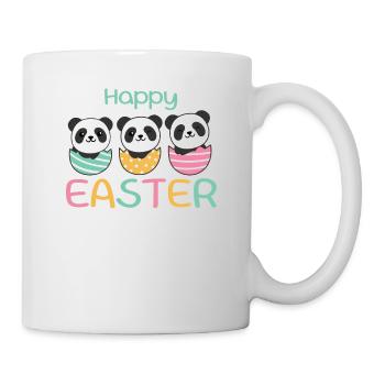 süße Pandas zu Ostern mit Ostereiern Panda - Tasse - Weiß - Rechts
