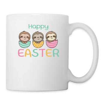 paresseux mignons à Pâques avec des œufs de Pâques paresseux - Mug blanc - blanc - Droite
