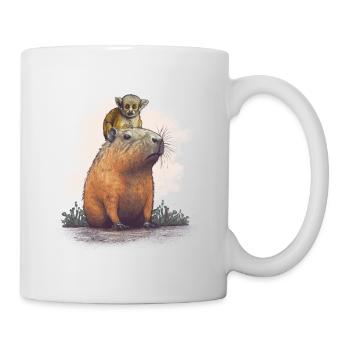Capybara mit Affen - Tasse - Weiß - Rechts
