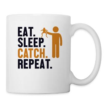 Eat Sleep Catch Repeat Kaulquappe Laubfrosch - Tasse - Weiß - Rechts