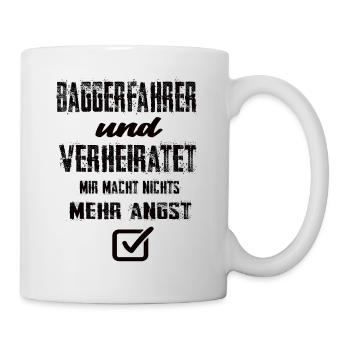 Baggerfahrer und Verheiratet - Tasse - Weiß - Rechts