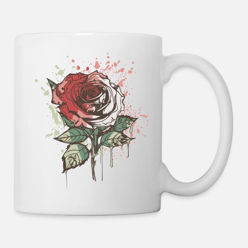 Rote Rose - Tasse - Weiß