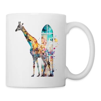 Giraffe Bunt Kirche Religion Geschenk Tier Afrika - Tasse - Weiß - Rechts
