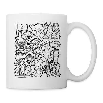 Vietnam Doodles Asia Hanoi Saigon Pho Banh Mi - Mug blanc - blanc - Droite
