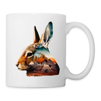 Hase Berge Wüste Natur Geschenk Kunst Kaninchen - Tasse - Weiß - Rechts
