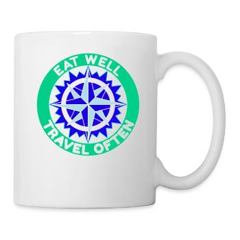 Bien manger Voyager souvent voyageurs - Mug blanc - blanc - Droite