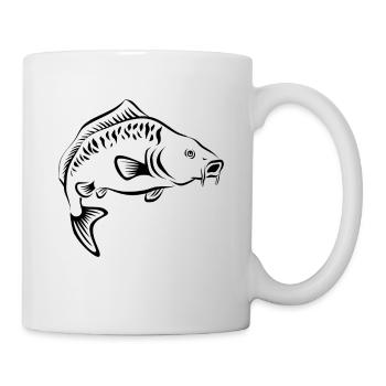 Pêcheur - pêche - carpe - dessiné à la main - Mug blanc - blanc - Droite
