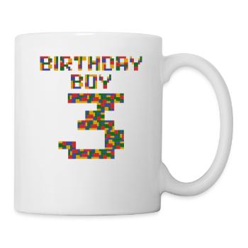Nettes 3. Geburtstagsgeschenk 3 Jahre altes Blockgebäude - Tasse - Weiß - Rechts