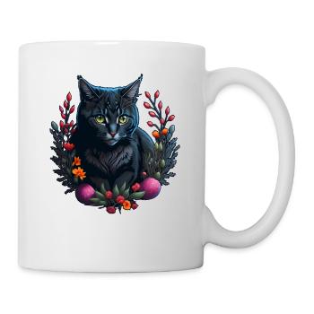 cute cat in easter & spring style cats - Mug - white - Right
