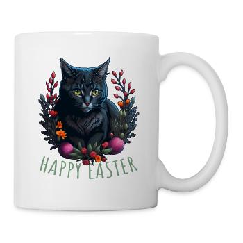 cute cat in easter & spring happy easter - Mug - white - Right