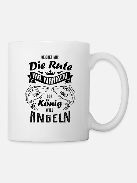 Reichet die Rute der König will Angeln - Karpfen - Tasse - Weiß