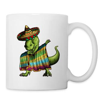 T-Rex Dino Ponscho Sombrero Mexique Dabbing Outfit - Mug blanc - blanc - Droite