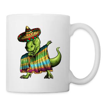 T-Rex Dino Ponscho Sombrero Mexique Dabbing Outfit - Mug blanc - blanc - Droite