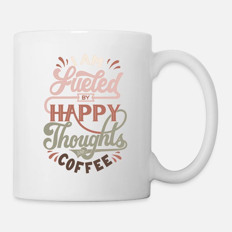 Happy Thoughts and Coffee - Mug - white