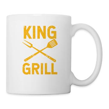 König des Grills Spaß Grillen Meisterkoch Koch - Tasse - Weiß - Rechts