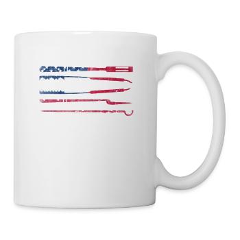 Amerikanische Flagge Grillen USA Patriotisch BBQ - Tasse - Weiß - Rechts