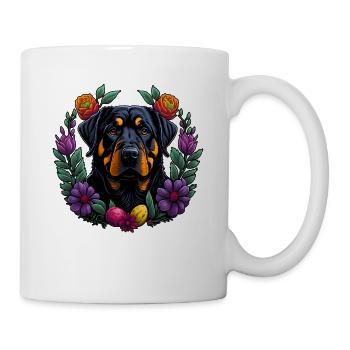 Beau chien Rottweiler Pâques Printemps Rottweiler - Mug blanc - blanc - Droite