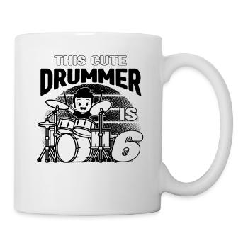 This Cute Drummer Is 6 Years Old - Birthday Drumme - Mug - white - Right