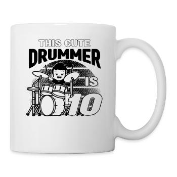 This Cute Drummer Is 10 Years Old - Birthday Drumm - Mug - white - Right
