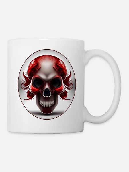 Darkside Design - Schädel Kunst 3 - Tasse - Weiß