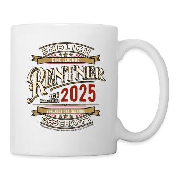 Rentner 2025 - endlich Geschafft - Ruhestand - Tasse - Weiß - Rechts