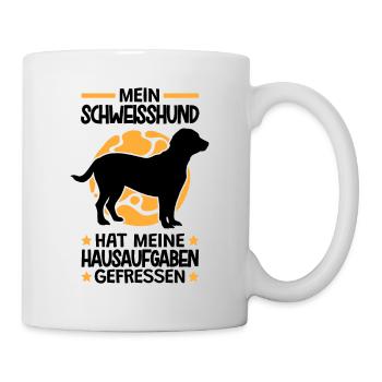 Hannoverscher Schweißhund Hausaufgaben gefressen - Tasse - Weiß - Rechts
