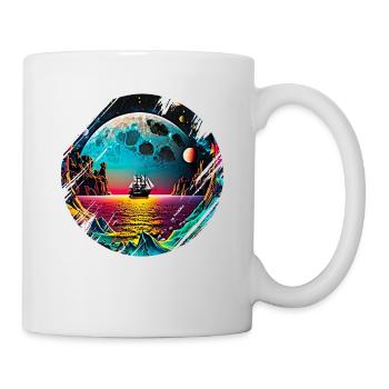 Fantasy Universum Planet Schiff Meer - Tasse - Weiß - Rechts