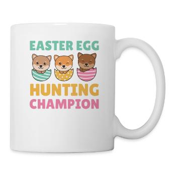 cute dogs for Easter with Easter eggs Shiba Inu - Mug - white - Right