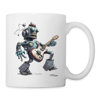 Roboter mit Gitarre - Tasse - Weiß - Rechts