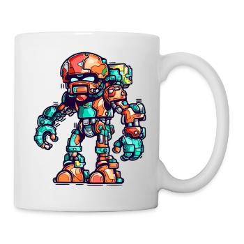 Roboter in bunt in futuristischer Rüstung - Tasse - Weiß - Rechts