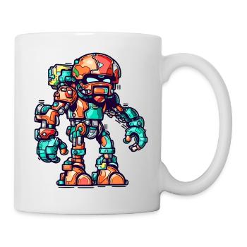 Robot comic with colorful armor and helmet - Mug - white - Right