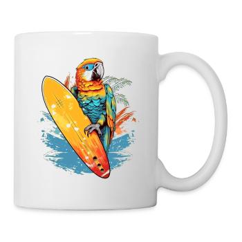 Perroquet de surf cool avec planche de surf - Mug blanc - blanc - Droite