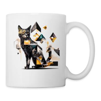 Katze Polygon Katzenmotiv Geschenk Katzenliebhaber - Tasse - Weiß - Rechts