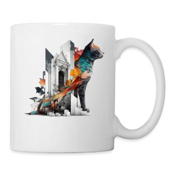 Cat Art Cat Motif Colorful Gift Architecture - Mug - white - Right