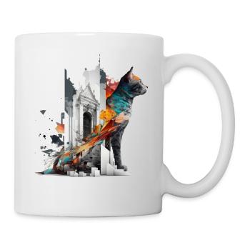 Cat Art Cat Motif Colorful Gift Architecture - Mug - white - Right