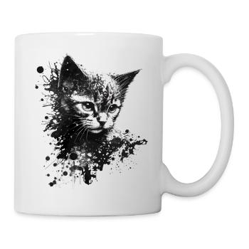 Katzenbaby Katze Kunst Katzenmotiv Geschenk Tier - Tasse - Weiß - Rechts
