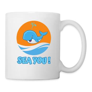 Whale in the sea greets with "Sea you!" - Mug - white - Right